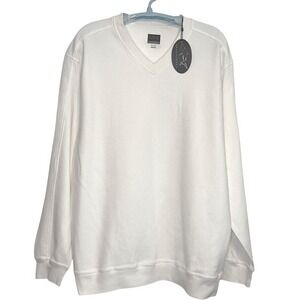Greg Norman Golf Pullover Men White‎ V-Neck Athletic Sporty Country Club XL